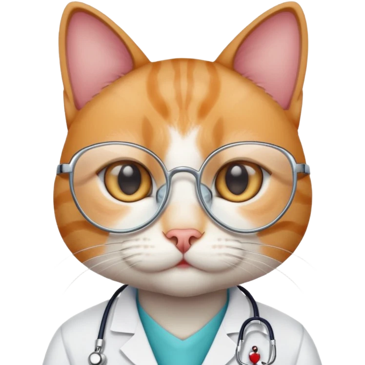 Create a emoji of a cat who shot in hide we are white lenses and we are avoid court as a doctor emoji