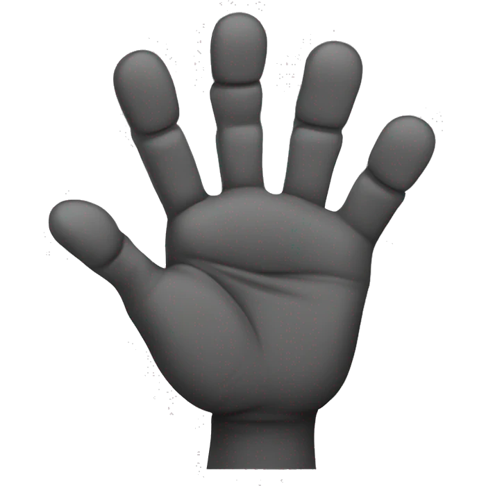 A Hand with 5 fingers the thumb is hidden in the pal of the hand and the middle and ring overlap eachoher  emoji