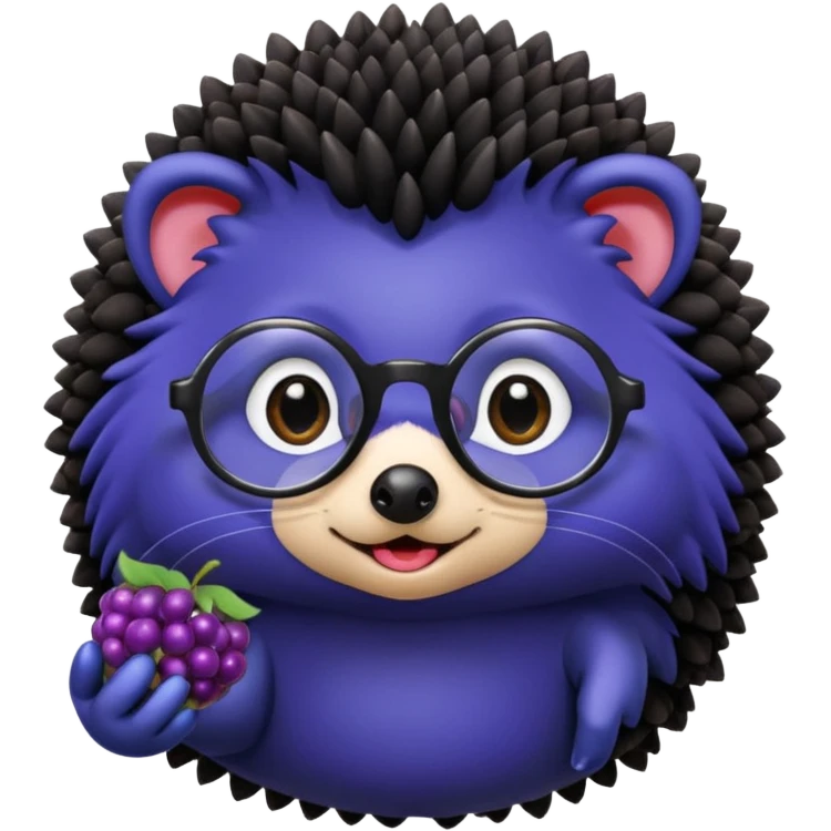 black hedgehog with glasses eating  emoji