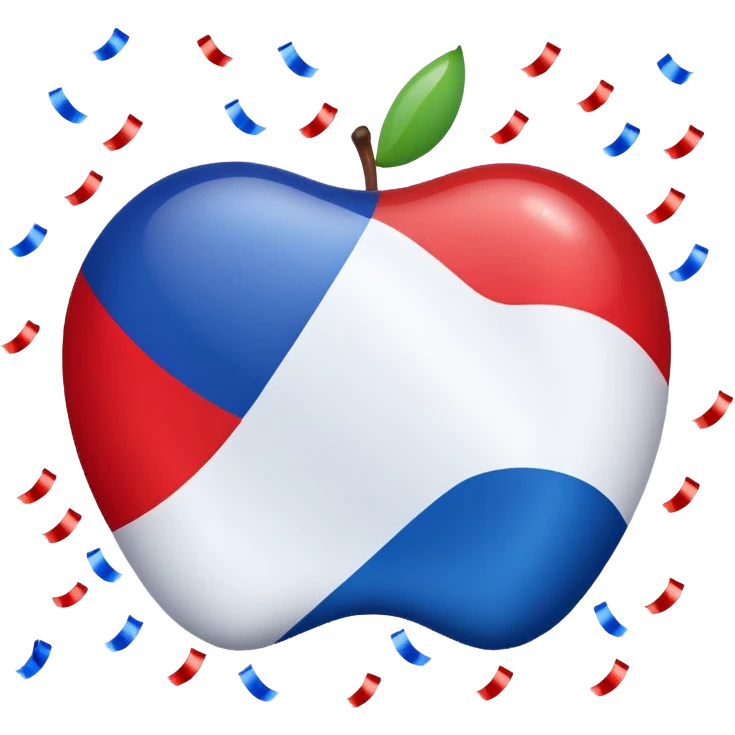 France flag with confetti around, festive celebration, apple style emoji emoji