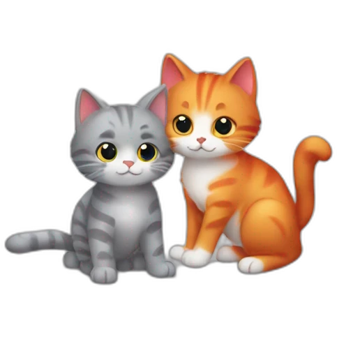 'striped grey cat' playing with 'little floofy red kitten' emoji
