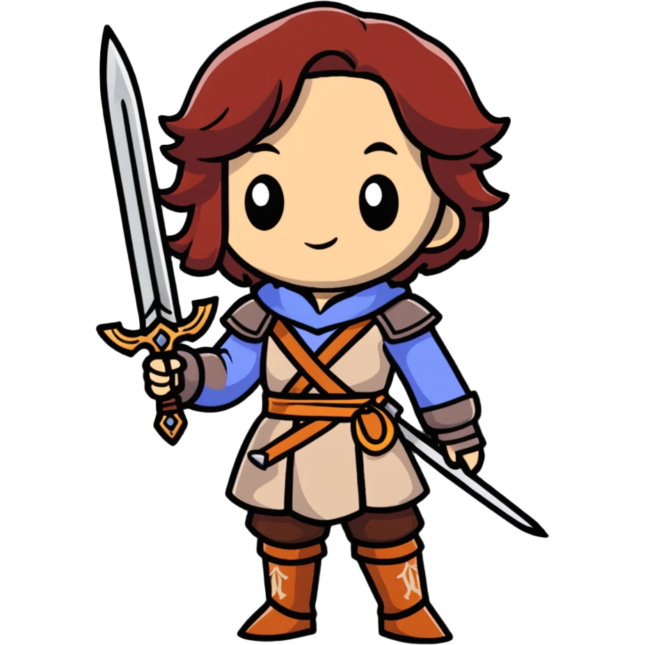 Leliana from Dragon Age as a bard with daggers emoji