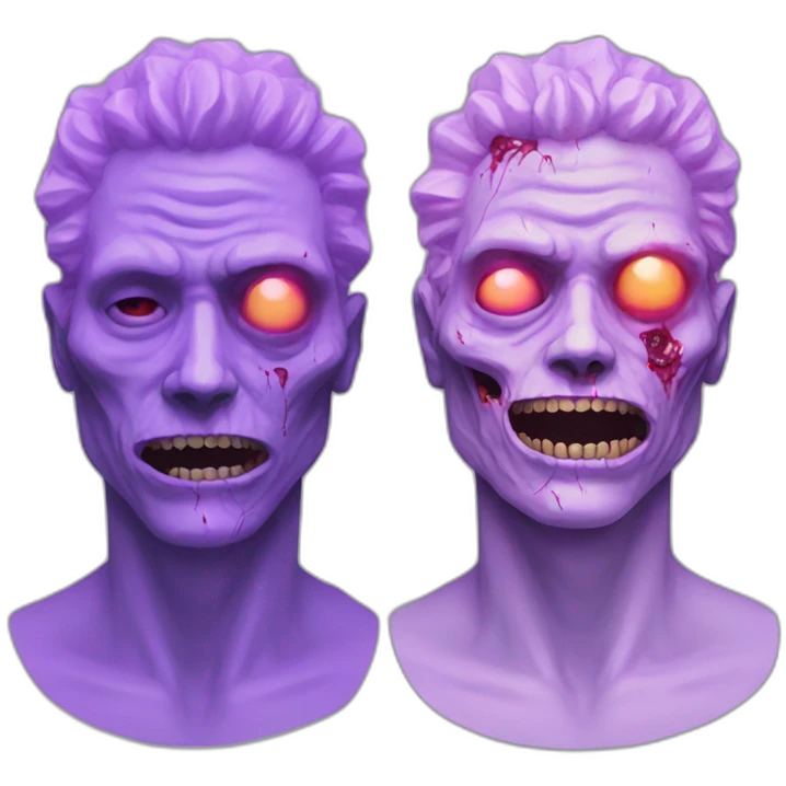 Vaporwave person, half person face half zombie face emoji