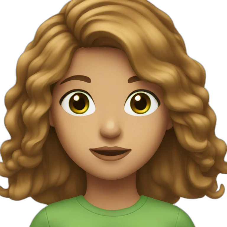 girl, with long brown hair and green-brwon eyes emoji