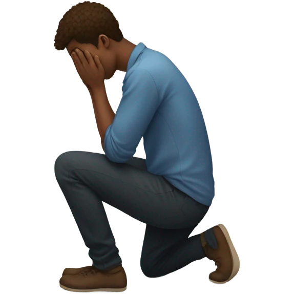 A person on their knees in despair, staring at the floor in defeat  emoji