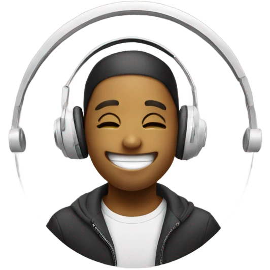 circle smile with headphones with no nose emoji