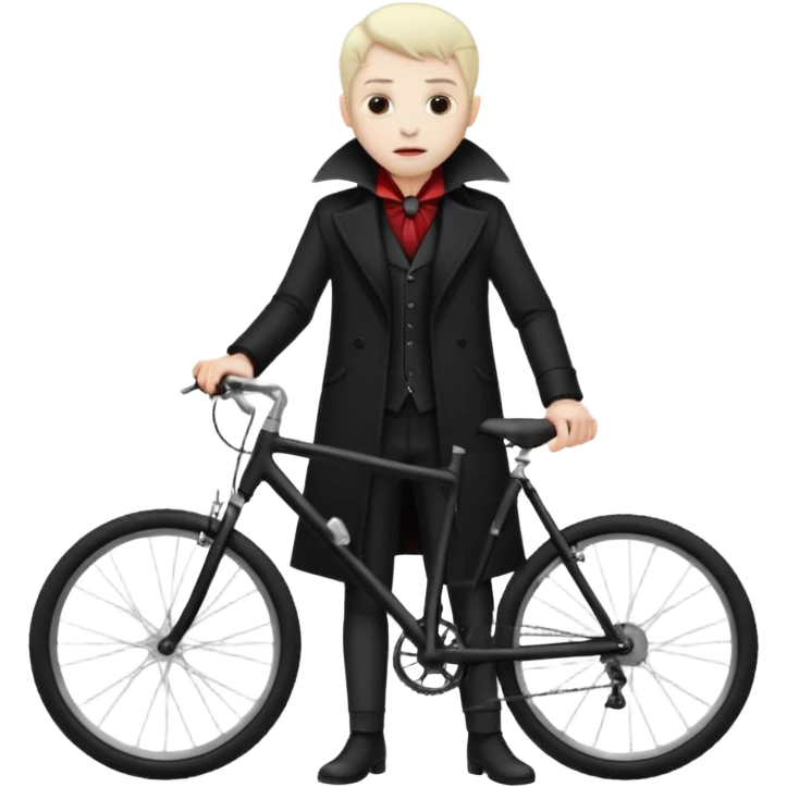 vampire stand back of the bicycle. emoji
