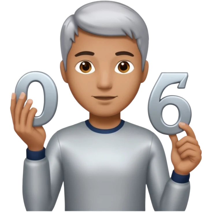 Man holding 67 emoji
