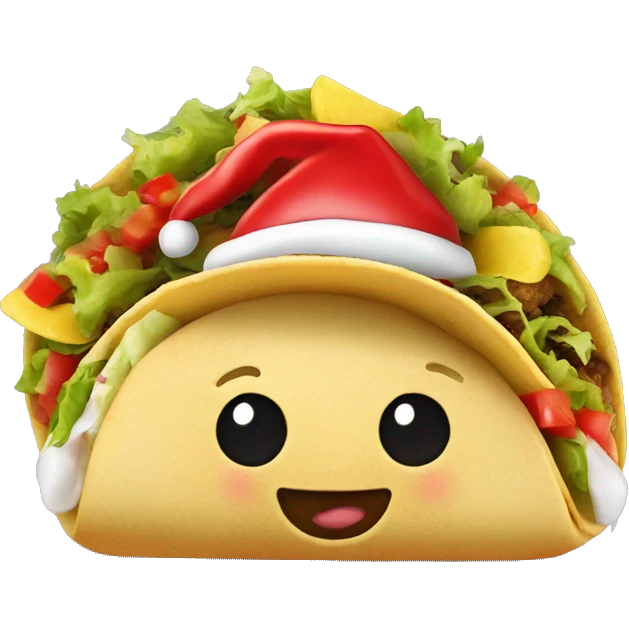 taco with santa hat and smiley face emoji