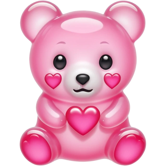 White jelly bear in the shape of a [unclear] with large pink heart-shaped eyes emoji