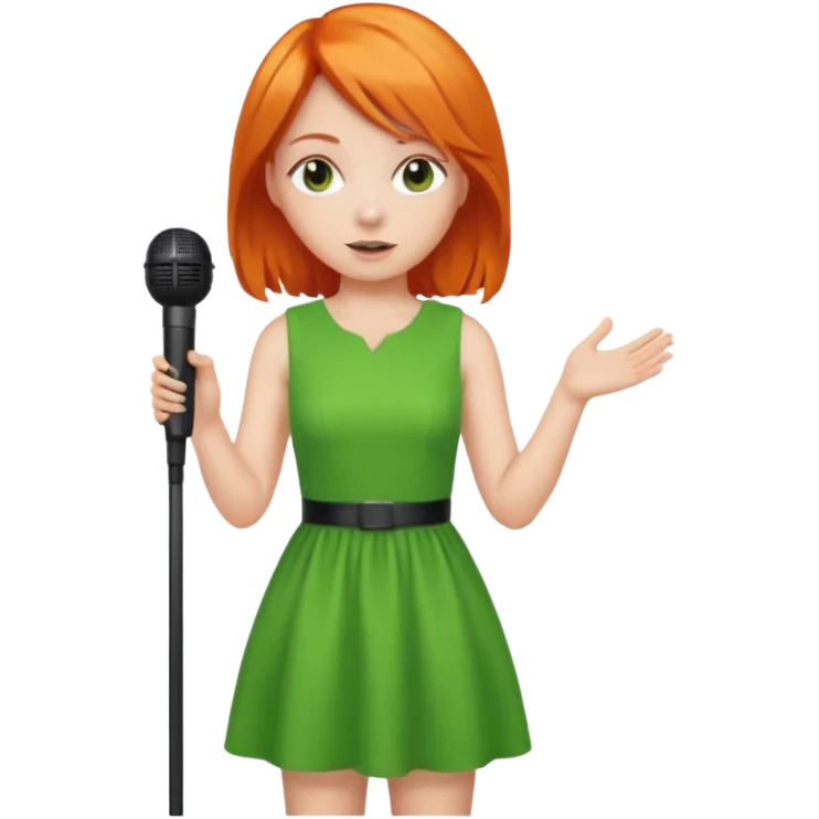 girl in blink green dress, orange hair, holding a mic



















 emoji