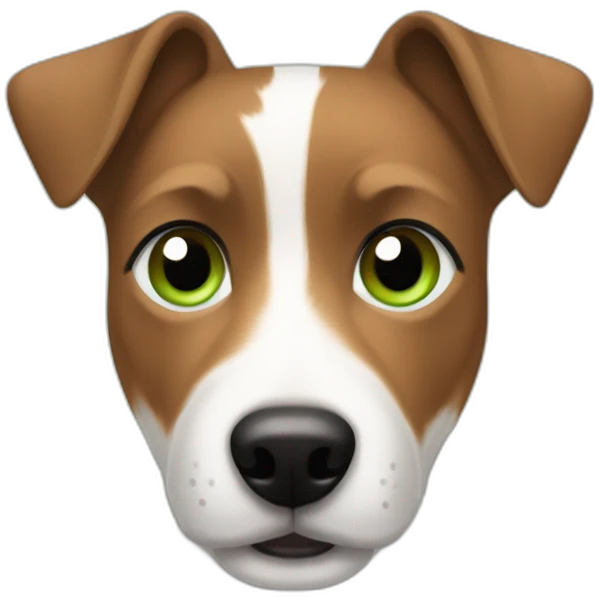 Man with modern hair cut brown hair green eyes with jack russell terrier dog emoji