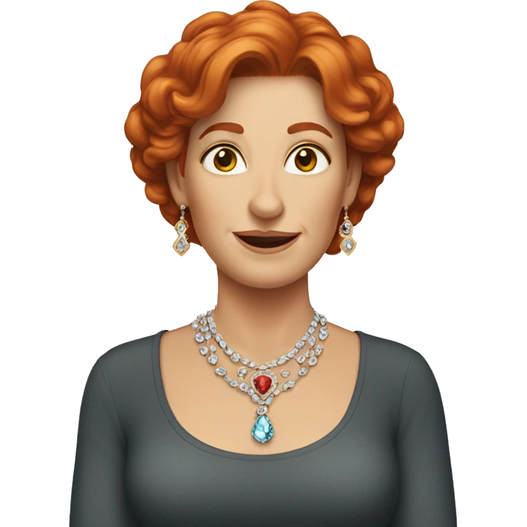 Red headed middle age woman who loves jewelry  emoji