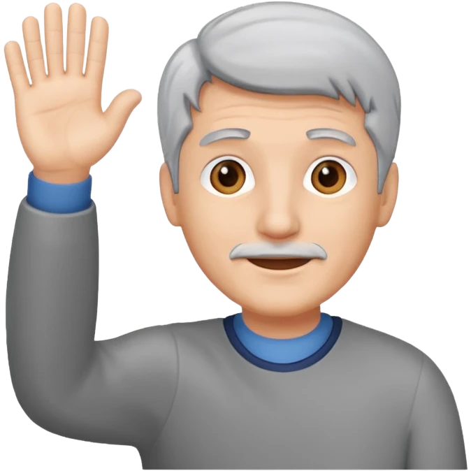 Man with gray hair waves  emoji