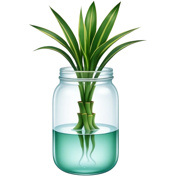 Snake plant (dracaena or sansevieria) with only straight up leaves in a glass jar with water emoji
