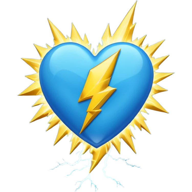 blue heart with a lightning bolt emoji