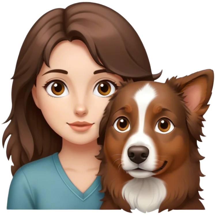 Pretty girl with an brown Australian Shepherd dog emoji