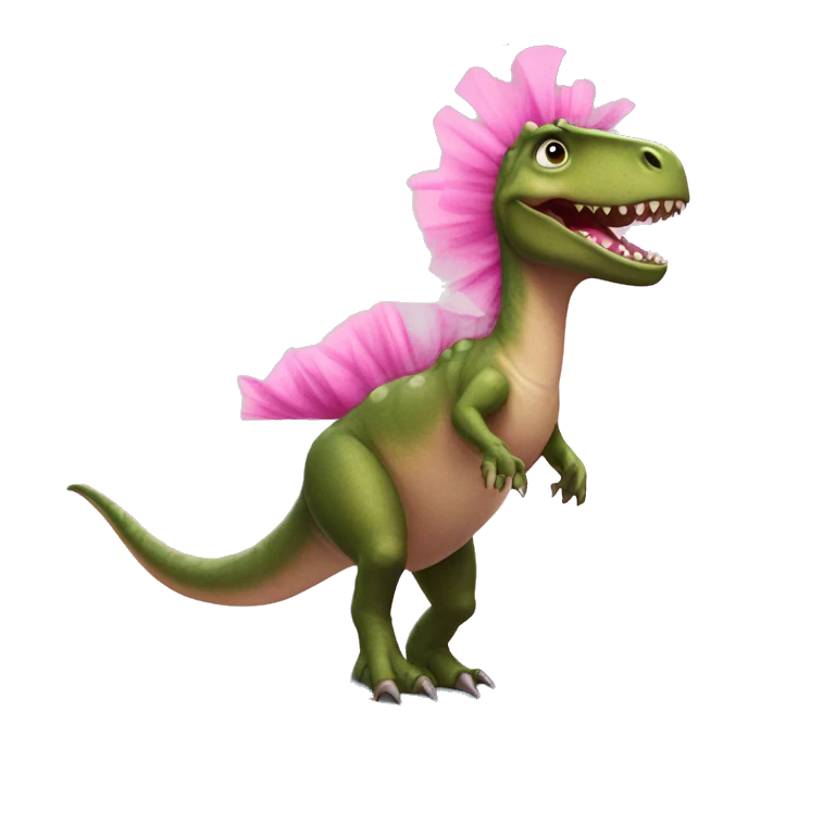dinosaur riding a surf board with pink tutu emoji