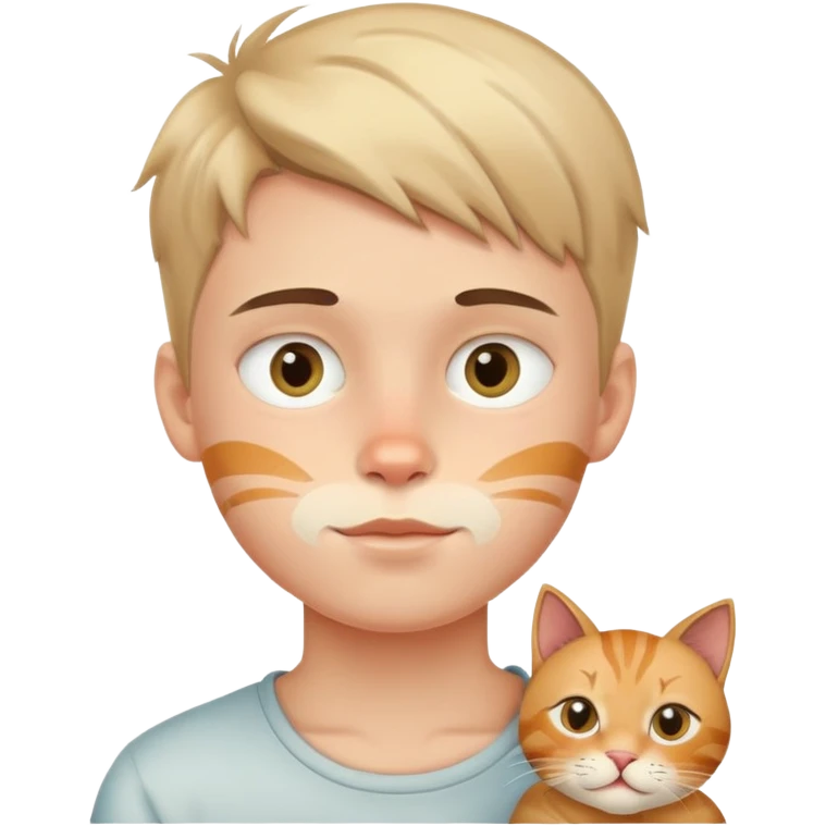 Boy with cat on face emoji