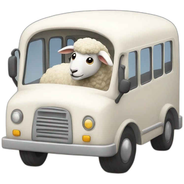 Sheep driving a bus emoji