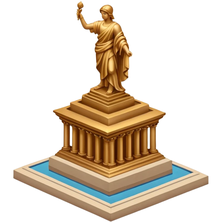 Isometric painting and statue emoji