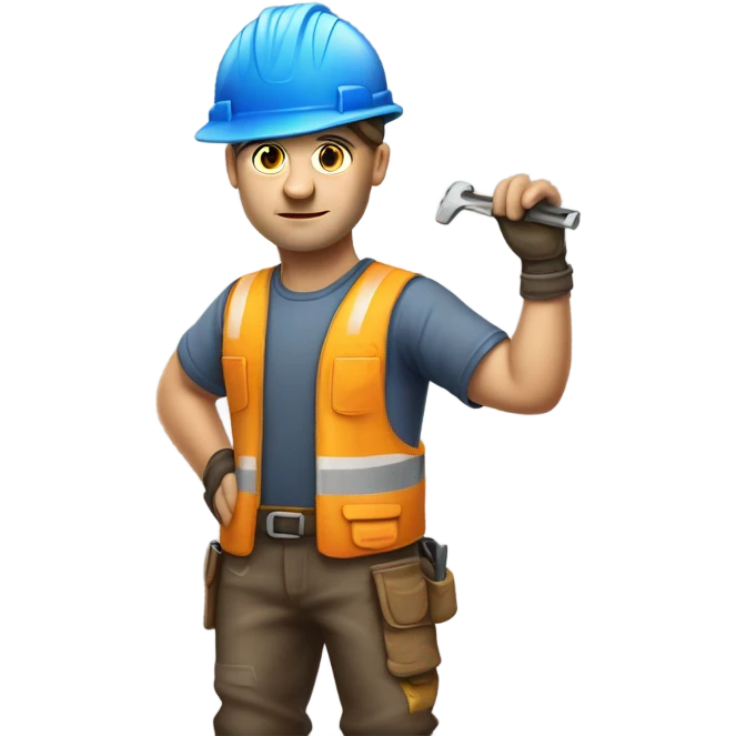blue collar worker photorealistic serious emoji