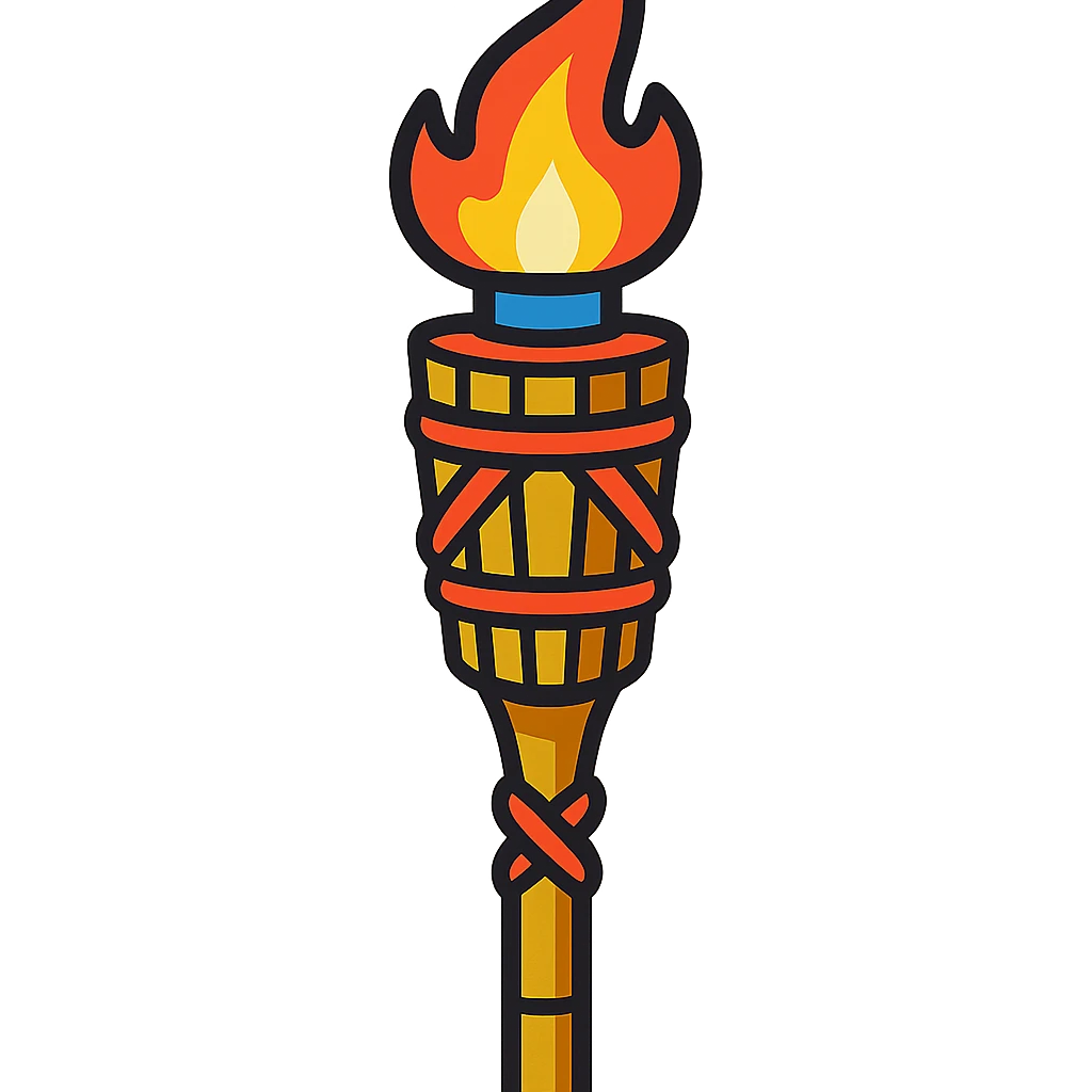 vibrant toon style bamboo torch emoji