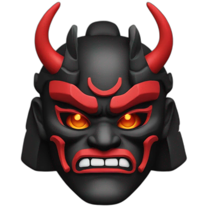 samurai oni mask red, black, like emoji