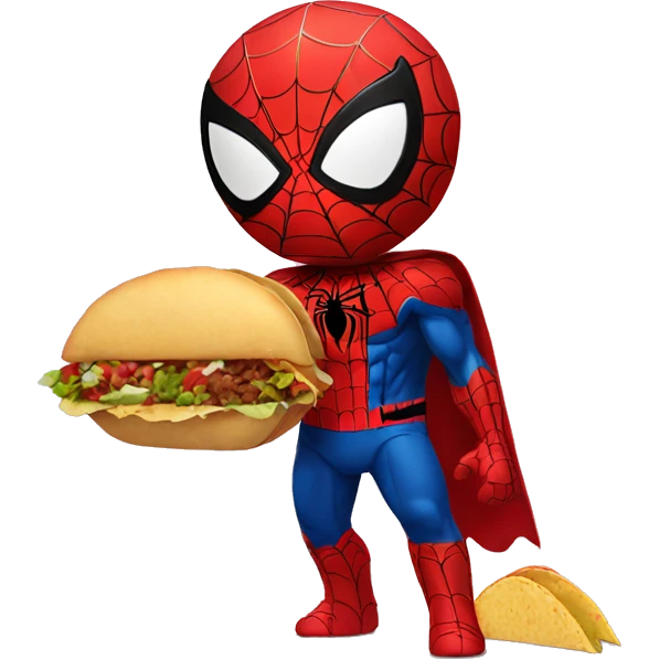 Spider man qui mange un tacos emoji