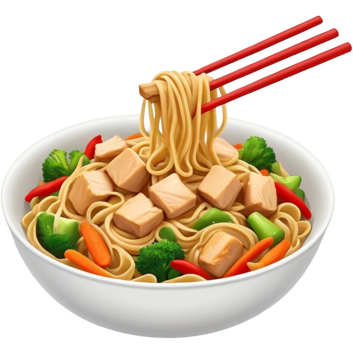 Diced chicken red pepper lo mein emoji