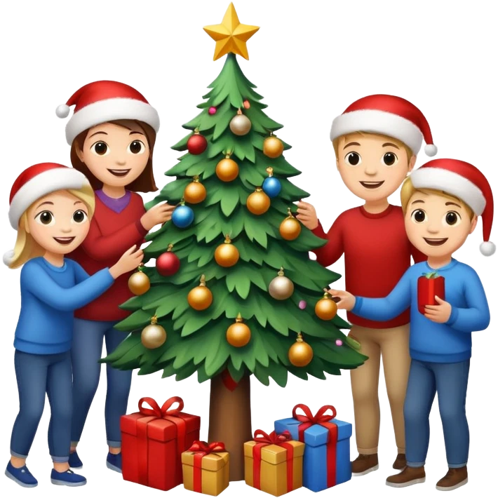 people decorating a Christmas tree emoji