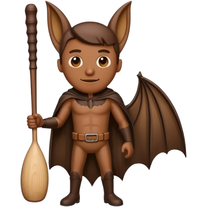 A wooden guy with a bat emoji