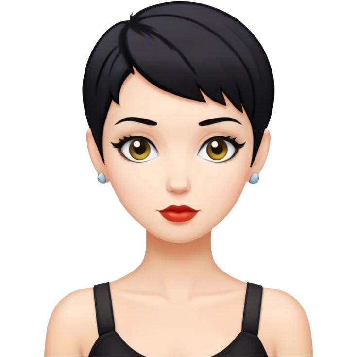 White woman with pixie black hair style emoji