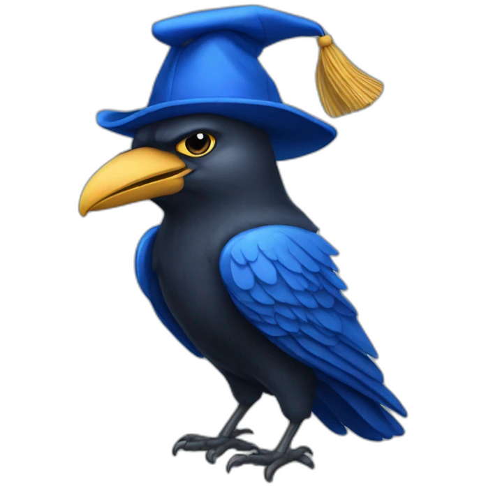Blue Crow with alumni hat and mantle emoji