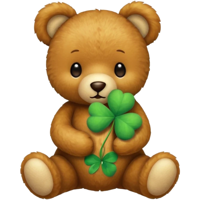 Colour Teddy with four-leaf clover emoji