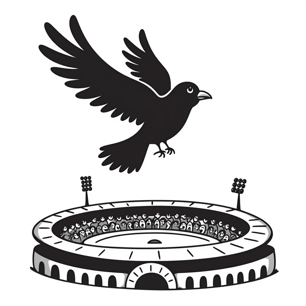 urubu flying over Maracanã stadium, hand drawn doodle style emoji