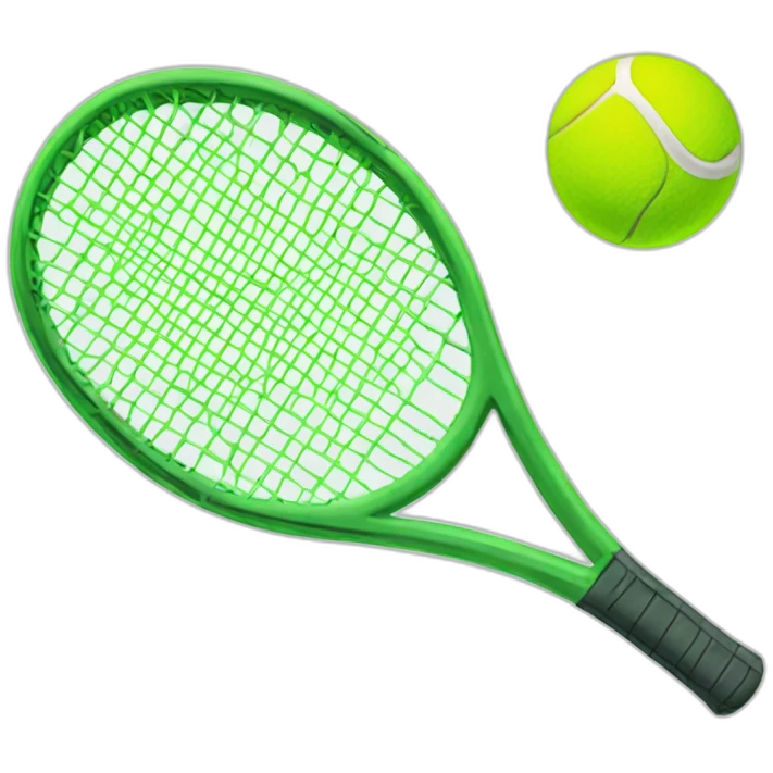 Green racket tennis with  tennis ball emoji