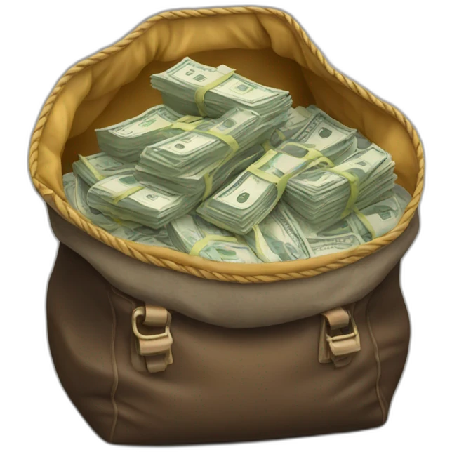 overloaded bag with money emoji