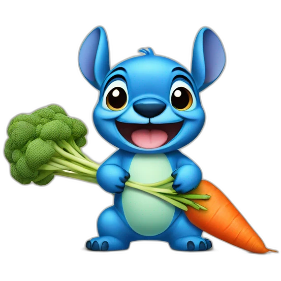 Stitch qui mange des carottes emoji