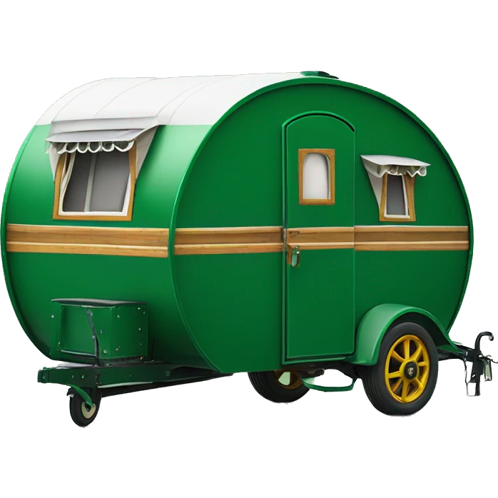 Realistic emerald green vintage round gypsy caravan wagon camper emoji