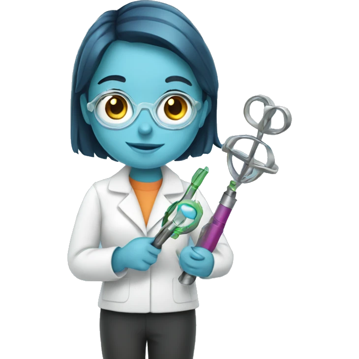 Girl with a scientist tool in hand emoji