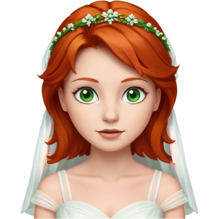 Redhead bride with green eyes emoji