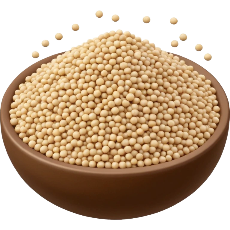 quinoa grains, small scattered pile, tiny round, ivory to beige, dry and smooth, semi-glossy, 3D clean style, optimized for emoji size emoji