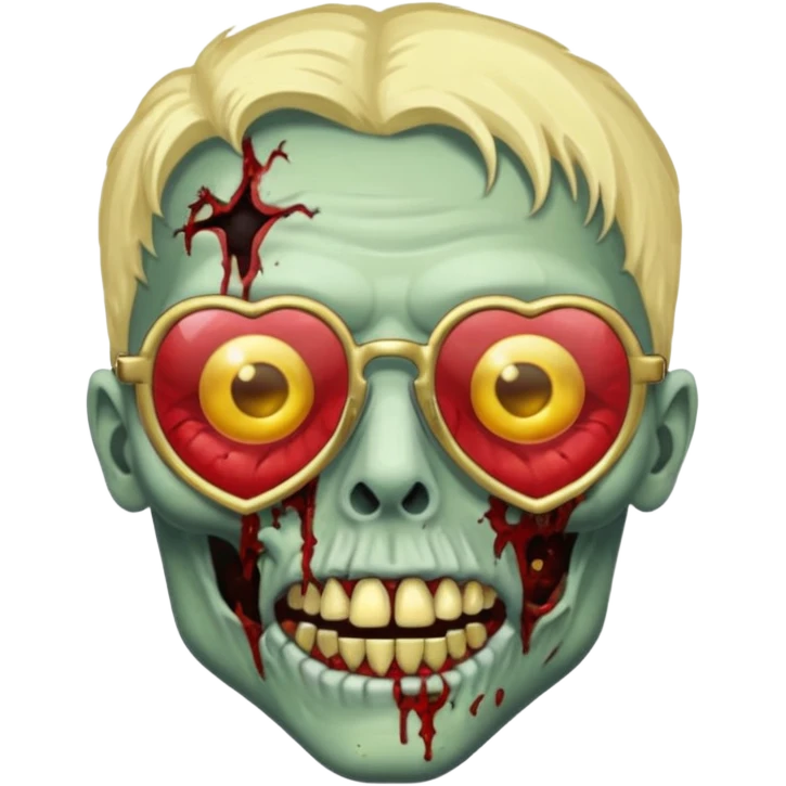make a zombie with gold teeth and chrome heart glasses emoji