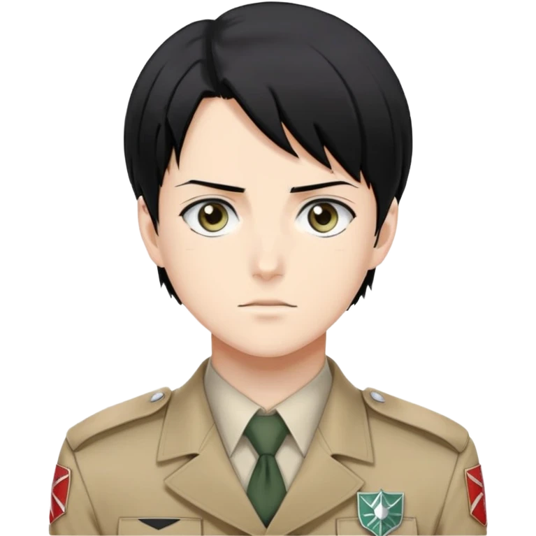 Levi Ackerman from Attack on Titan, with black hair, gray eyes, and wearing Survey Corps uniform emoji