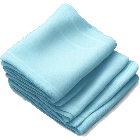 Realistic folded light blue dish towel emoji