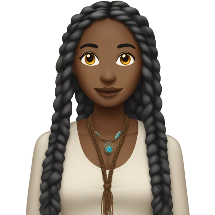 black woman with black boho braids emoji