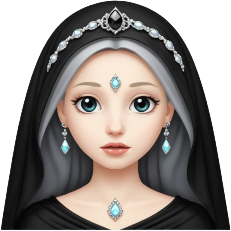 Night Princess – black veil + silver gem,Shadow Princesses. emoji