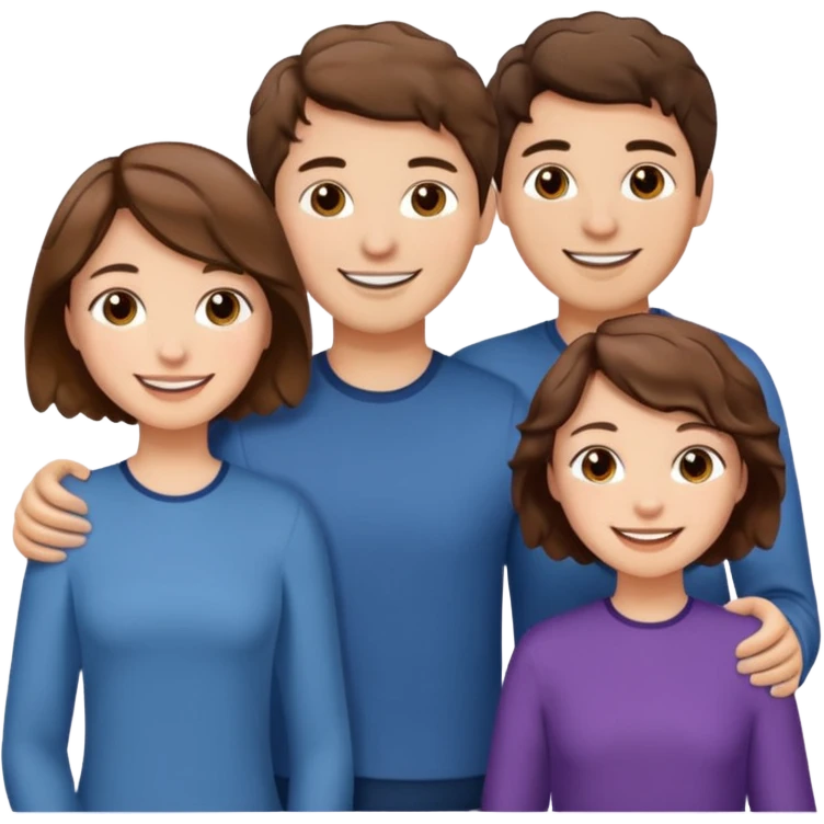 Throuple two women with short wavy brown hair, male with short brown hair emoji