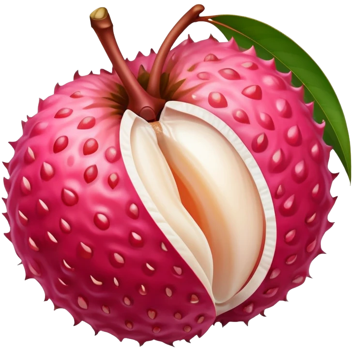lychee fruit with reddish-pink rough outer skin, some peeled showing white juicy flesh emoji